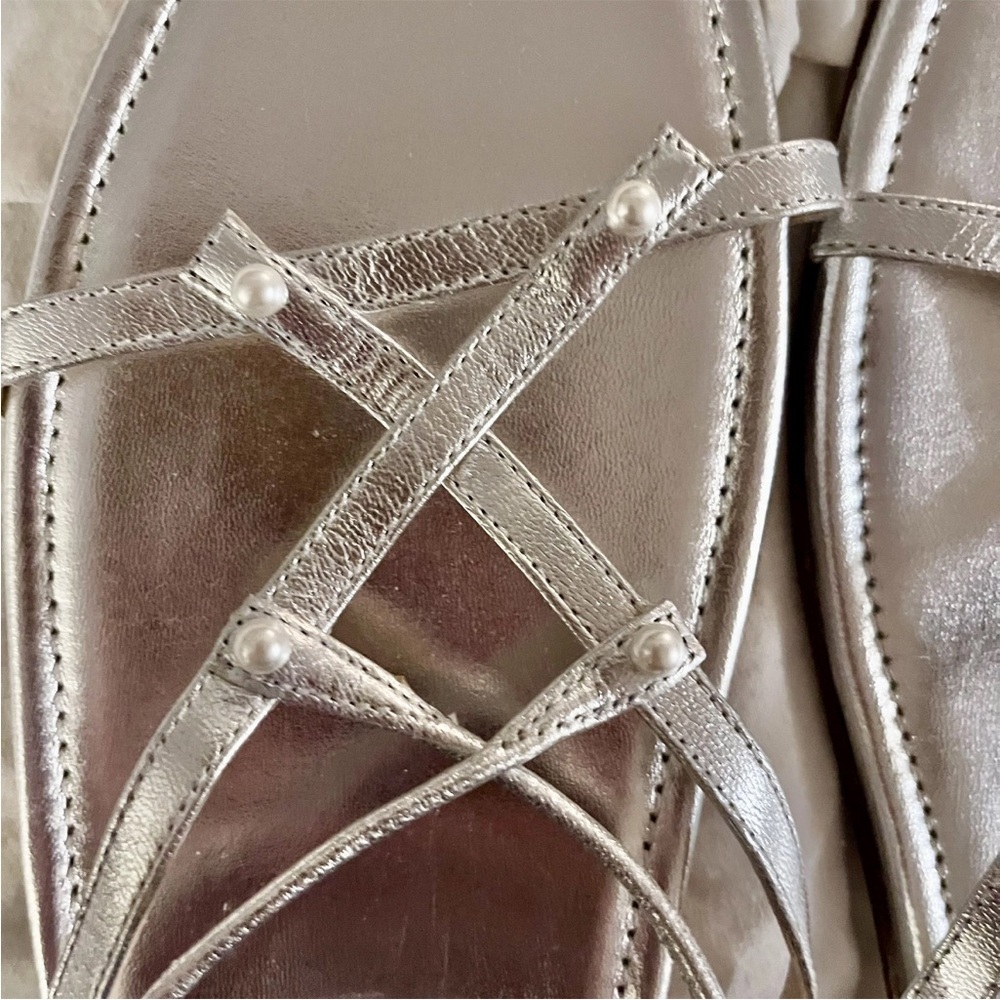 Stuart Weitzman Silver Strappy Square-Toe Sandals… - image 2